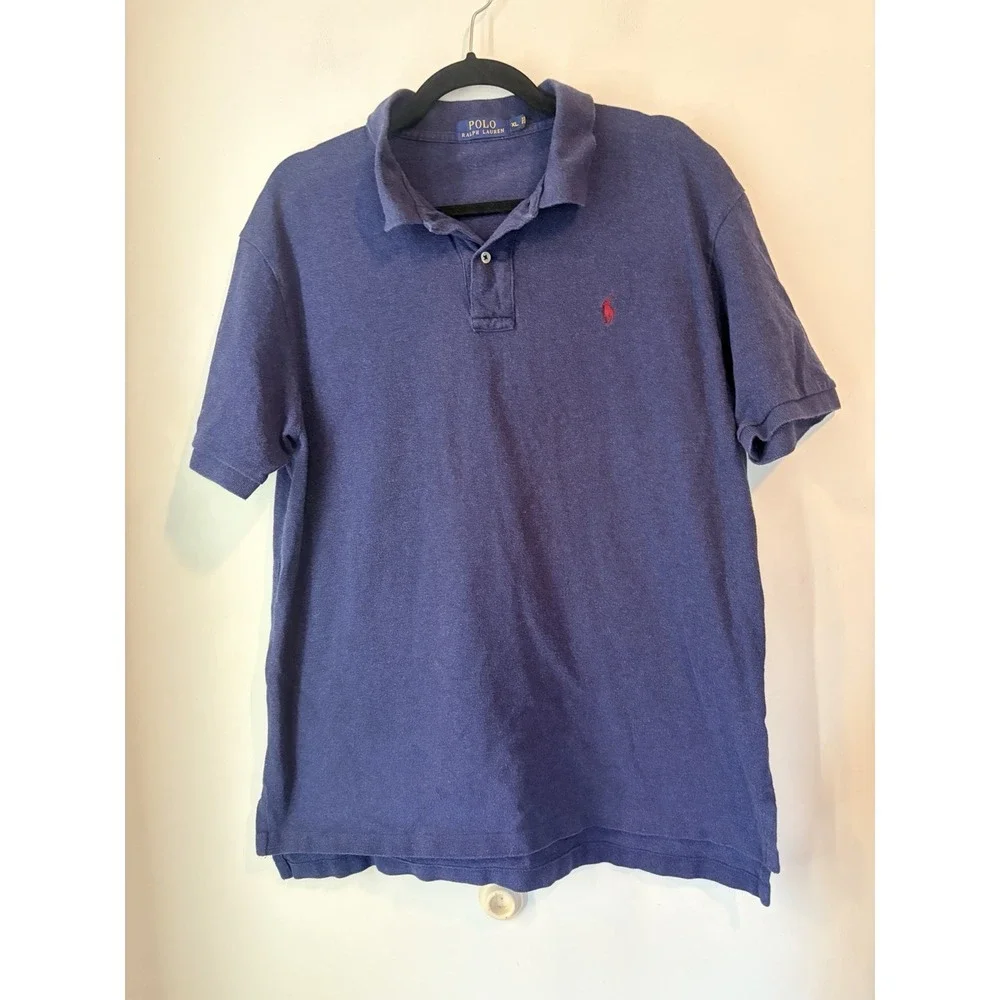Polo Ralph Lauren Polo Shirt Mens XL‎ Blue Red Pony Cotton Classic Preppy Rugby